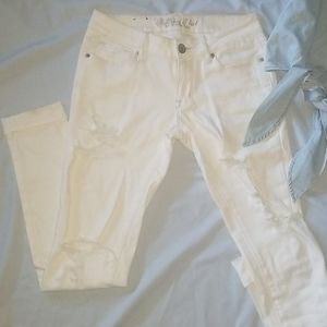 white destructed denim